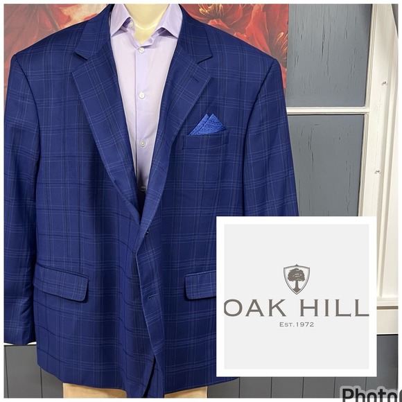 Oak Hill Other - OAK HILL Big & Tall Blazer Mens 4XL (58-60R) Polyester Blend Stretch Navy/Black